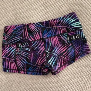 Fleo Women's Leaf Print Shorts - Pink and Purple